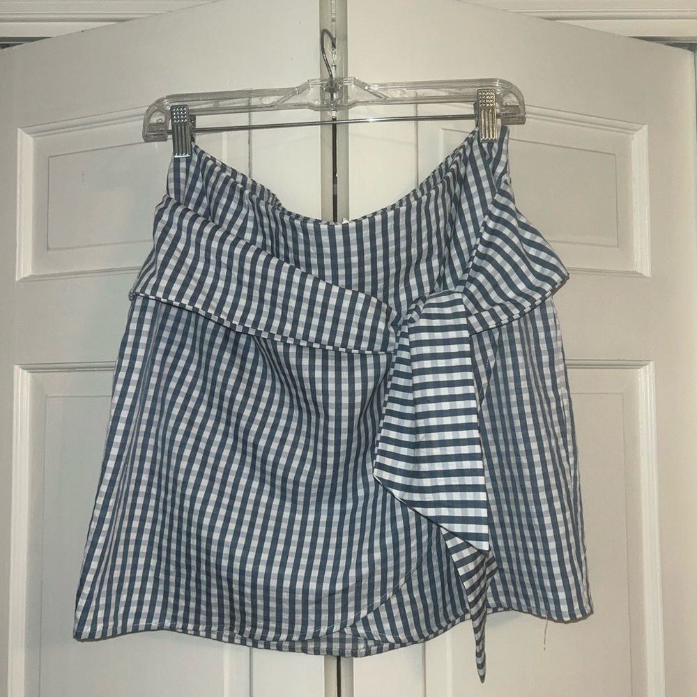 Superdown Navy and White Checkered Skirt